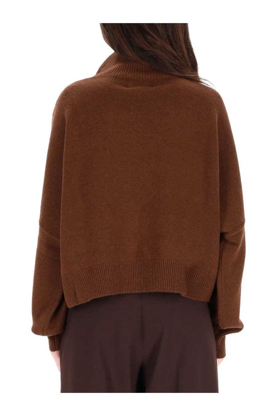 Loulou De Saison women’s Luke shirt brown cozy chocolate brown turtleneck sweater with soft knit texture and ribbed cuffs