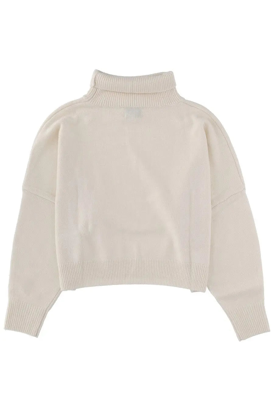 Loulou de saison women’s luke shirt white cream ribbed knit turtleneck sweater with soft textured fabric and relaxed fit