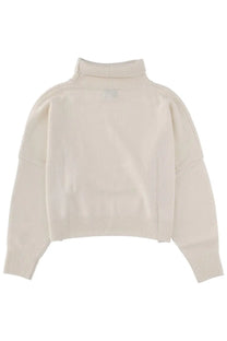 Loulou de saison women’s luke shirt white cream ribbed knit turtleneck sweater with soft textured fabric and relaxed fit