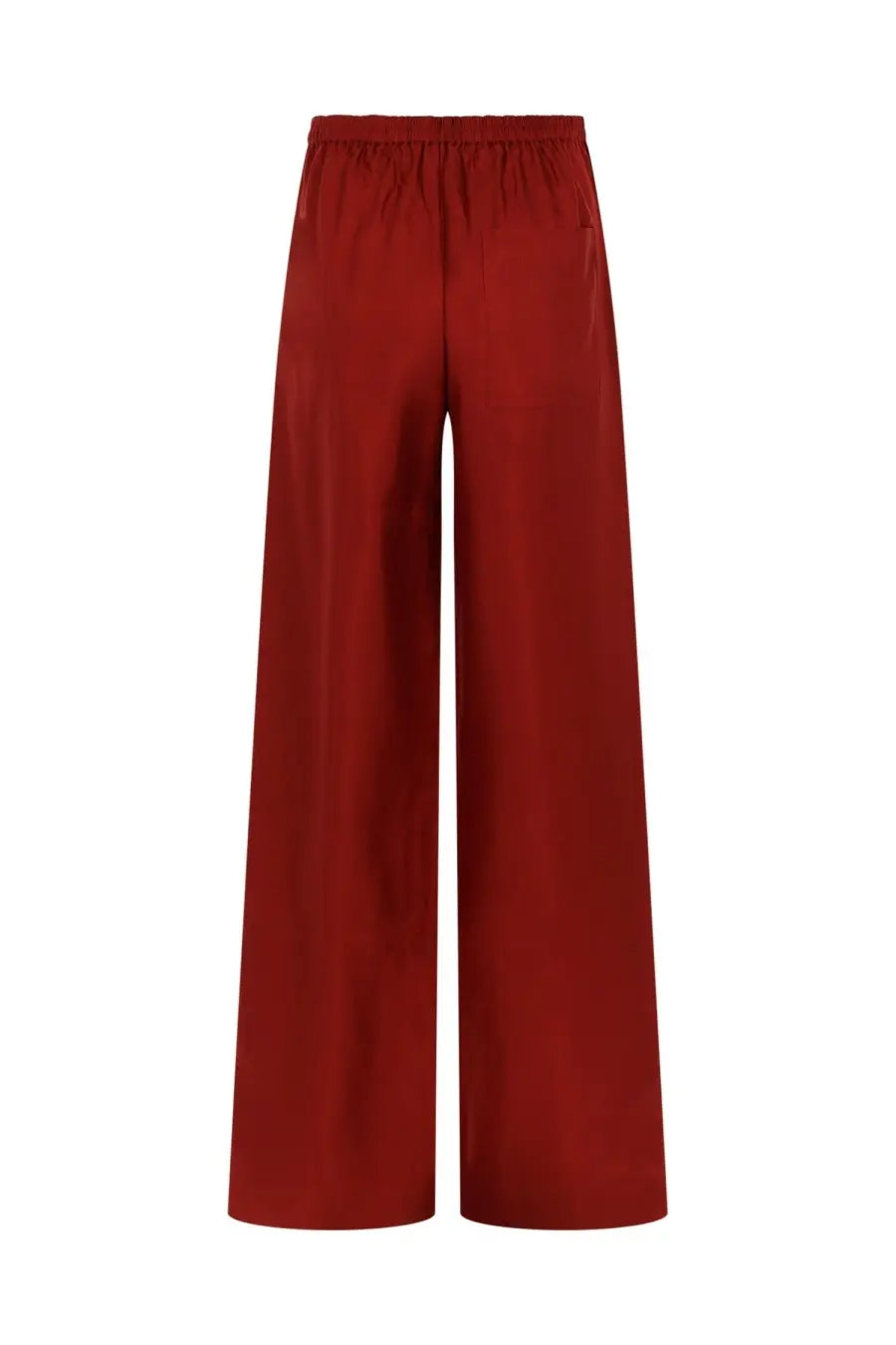 Loulou De Saison women’s pantalone alera red wide-leg high-waisted satin trousers with elasticated waistband