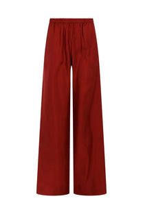 Loulou de saison women’s pantalone alera red wide-leg trousers with elastic waistband in lightweight fabric