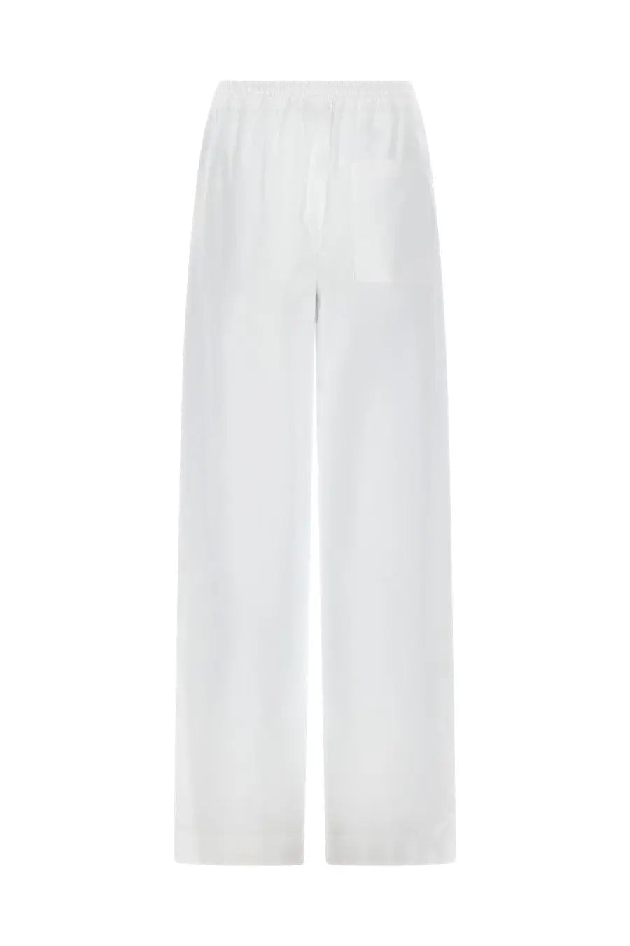 Loulou de saison women’s white wide-leg pantalone sero trousers with elastic waistband and single front pocket