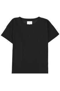 Loulou de saison women’s black minimalist cotton t-shirt with round neckline and short sleeves basiluzzo black