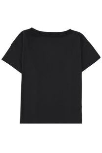 Loulou De Saison women’s black short-sleeved crew neck shirt basiluzzo made from soft breathable fabric