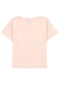 Loulou De Saison women’s soft blush pink short-sleeved cotton t-shirt with round neckline basiluzzo pink
