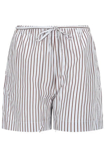 Loulou De Saison women’s shorts Lory multicolor with white and brown vertical stripes and drawstring waistband