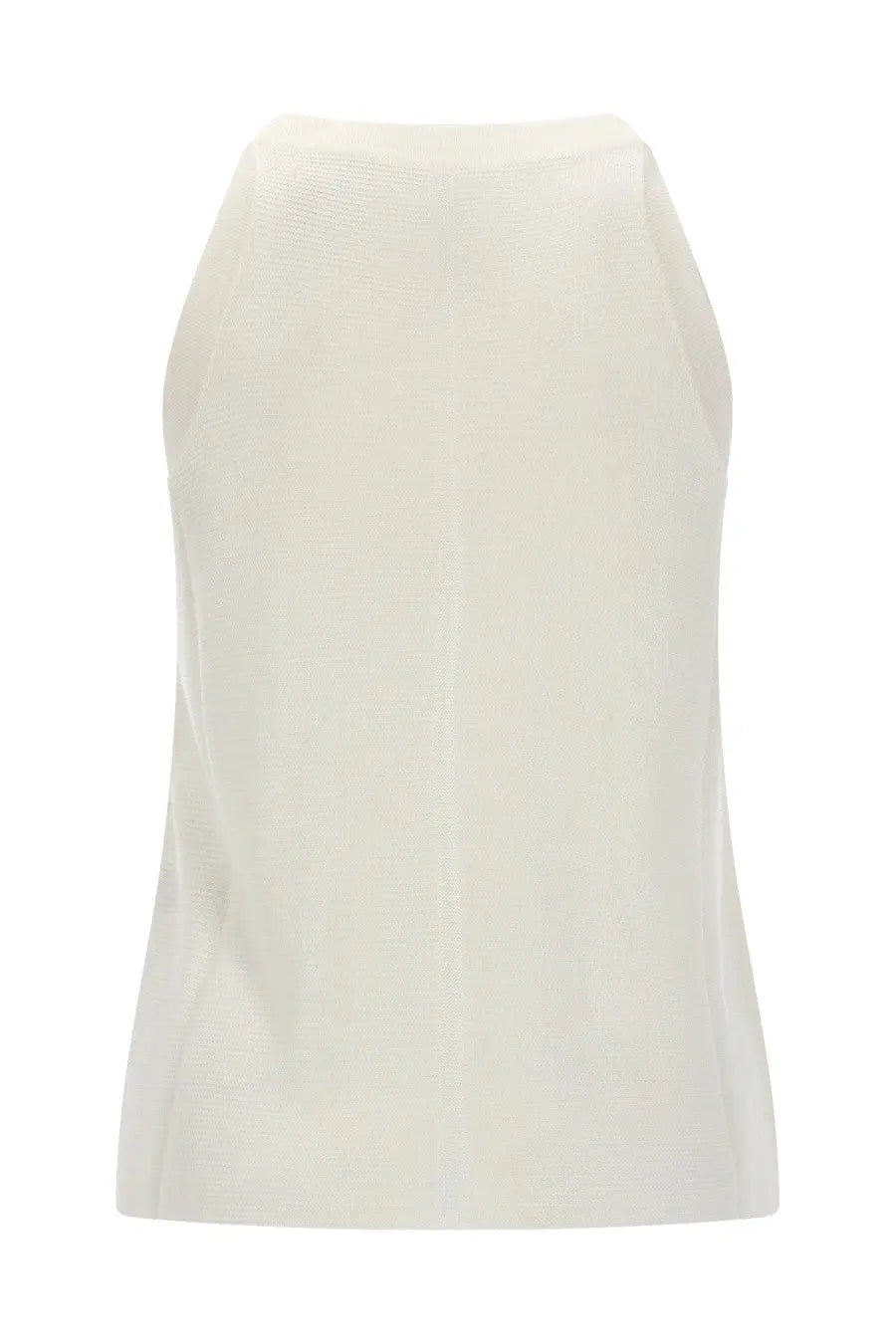 Loulou De Saison women’s cream sleeveless top with subtle textured weave and minimalist design in Ohana white