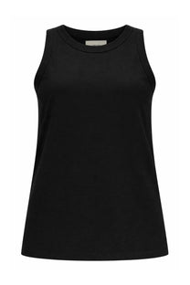 Loulou de saison women’s black sleeveless tank top with simple round neckline and minimalist smooth design