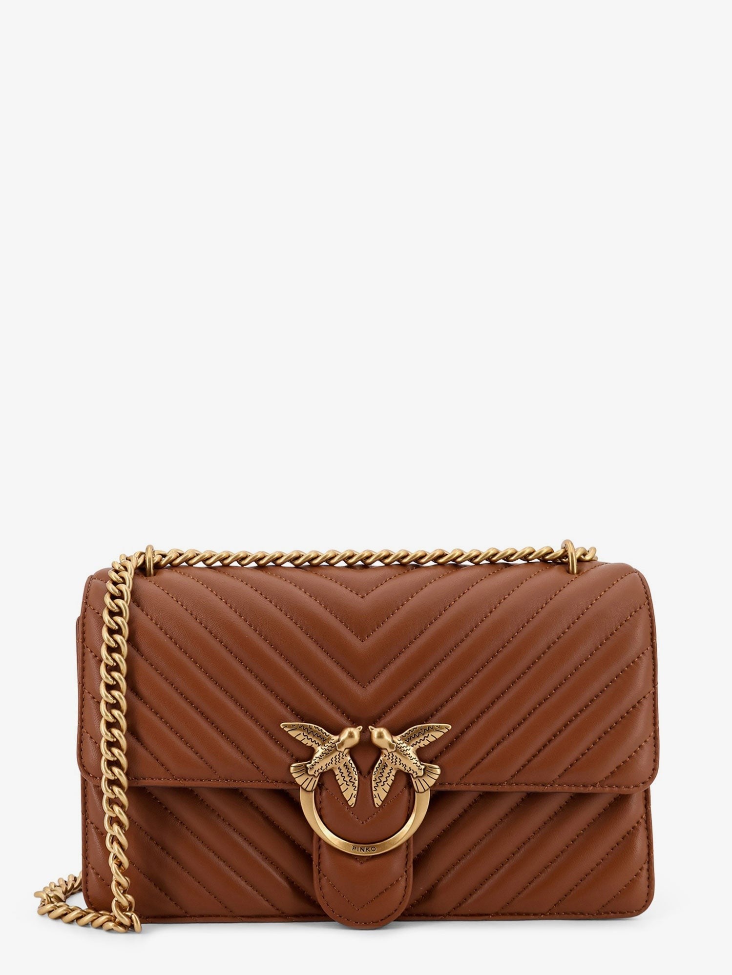 Pinko Women's Love Bag One Quilted Leather Crossbody Bag Brown