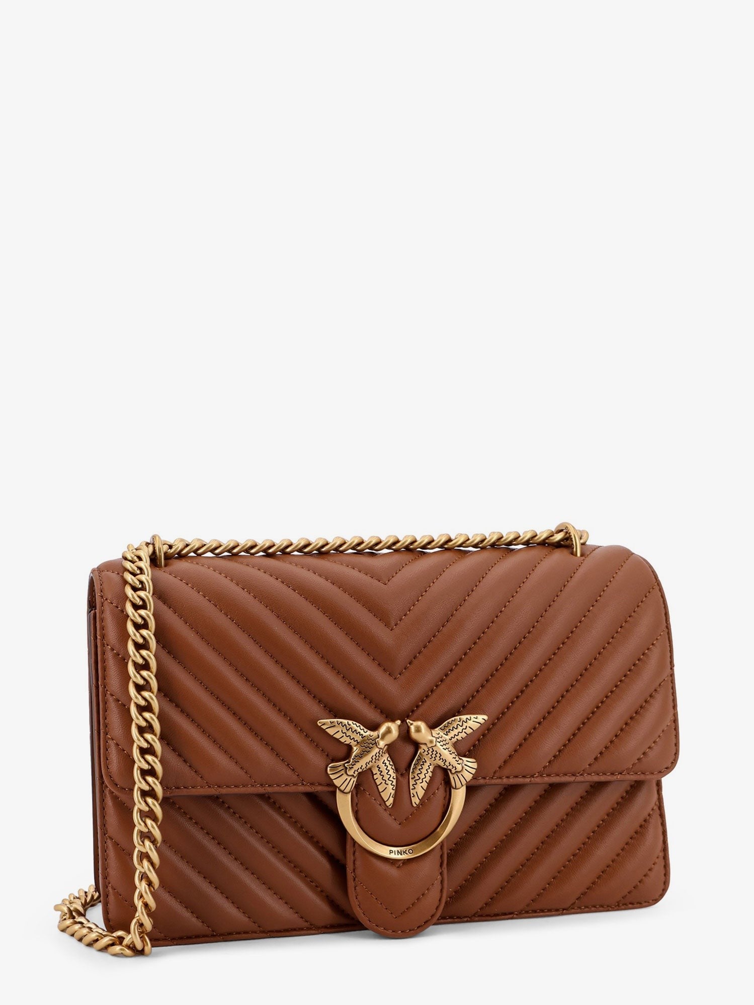 Pinko Women's Love Bag One Quilted Leather Crossbody Bag Brown