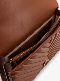 Pinko Women's Love Bag One Quilted Leather Crossbody Bag Brown