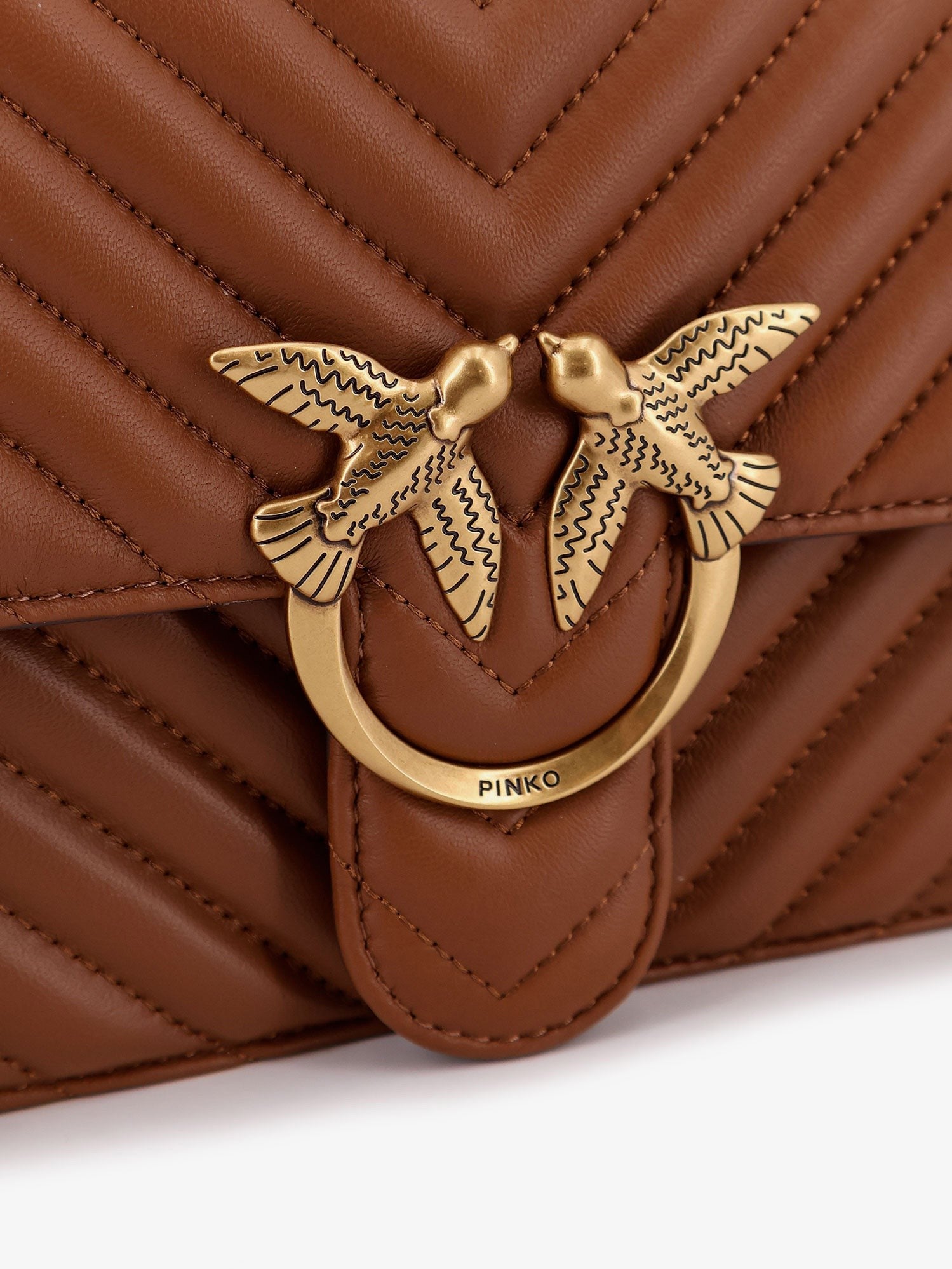 Pinko Women's Love Bag One Quilted Leather Crossbody Bag Brown