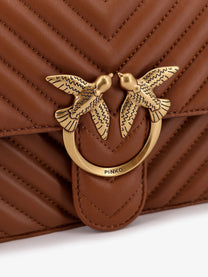 Pinko Women's Love Bag One Quilted Leather Crossbody Bag Brown