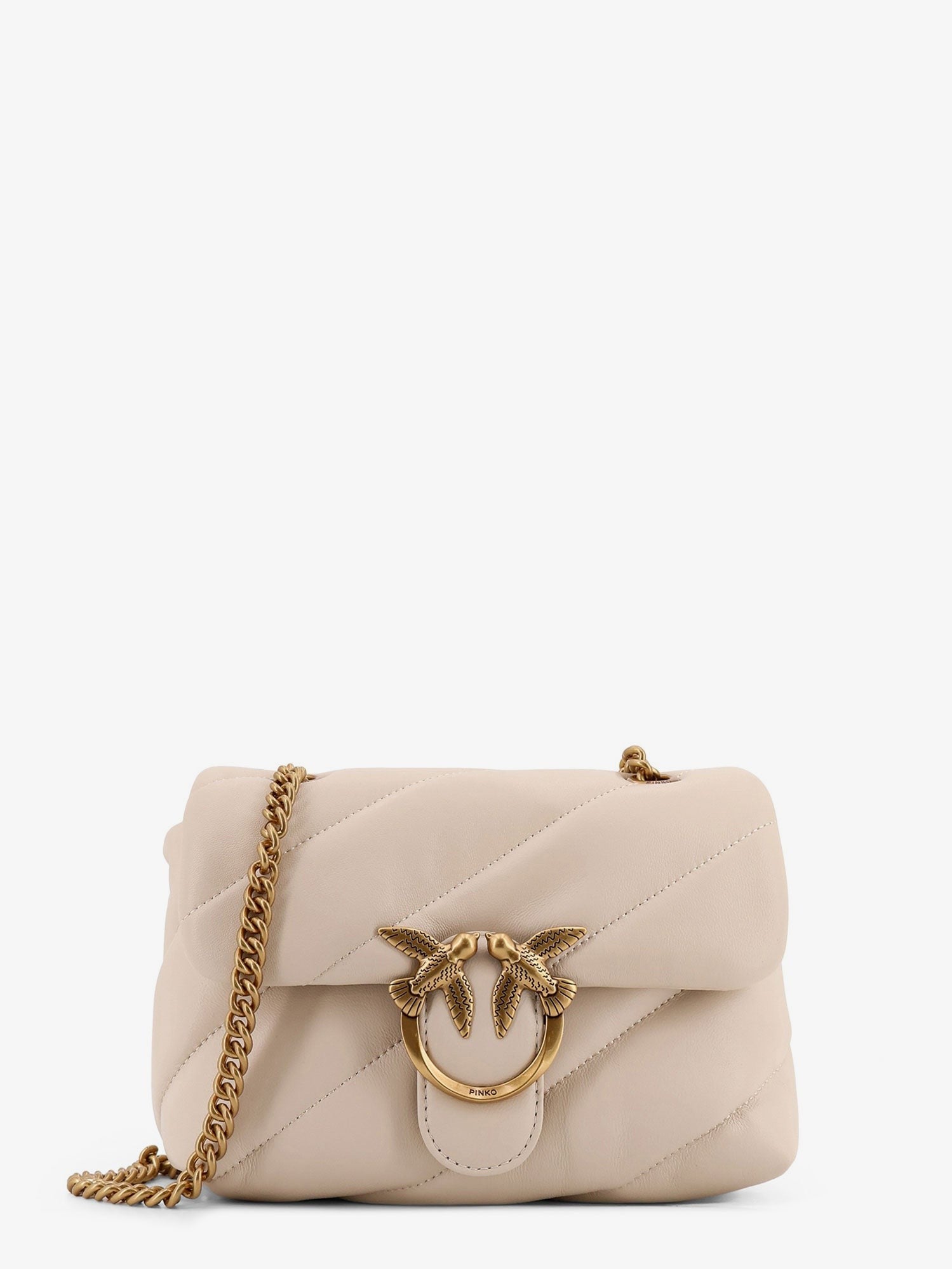 Pinko Women's Love Puff Mini Quilted Leather Crossbody Bag White