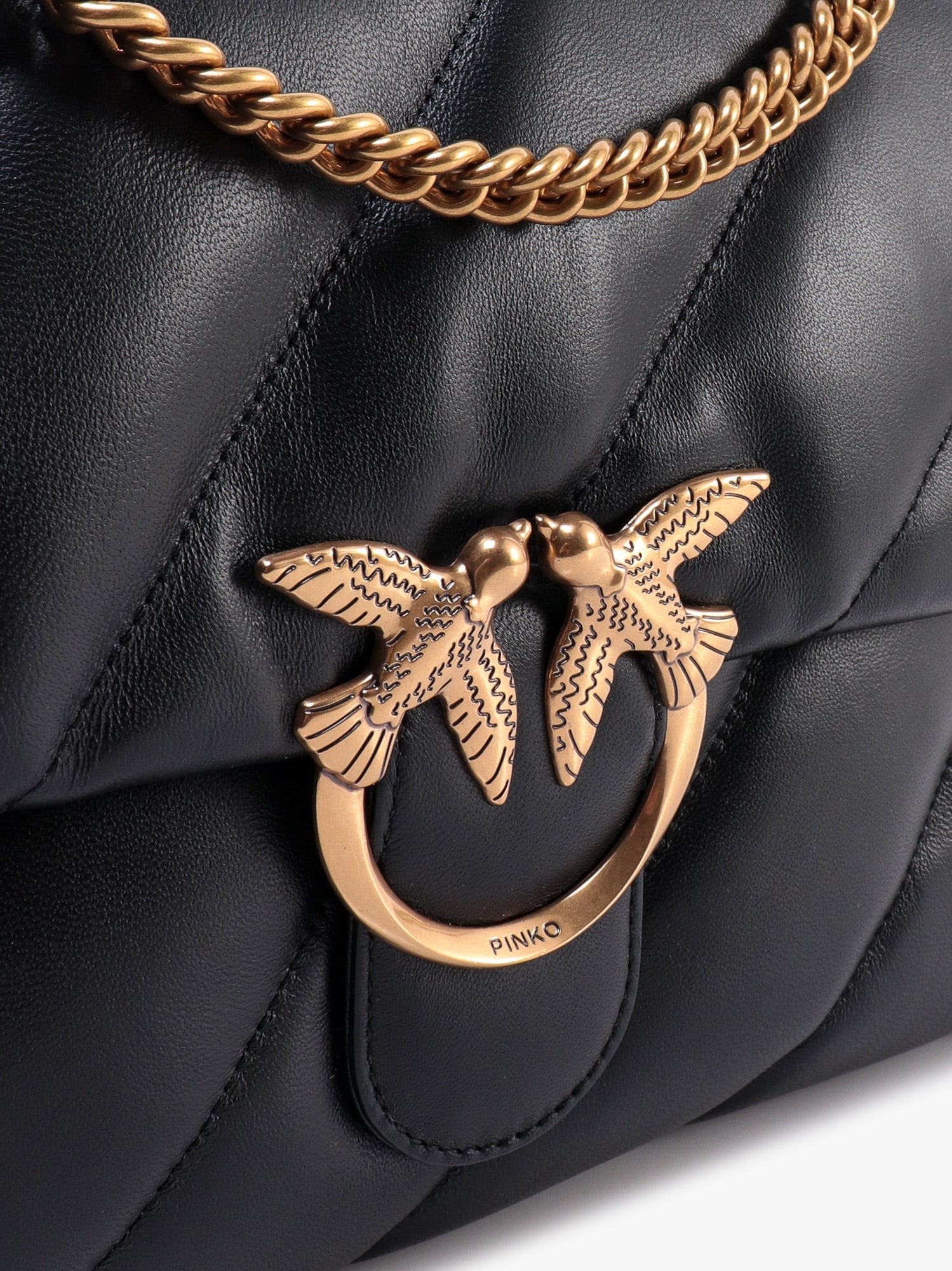 Pinko Women's Love Puff Quilted Leather Crossbody Bag Black