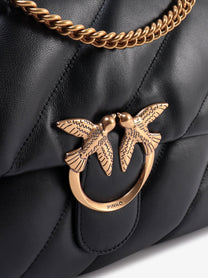 Pinko Women's Love Puff Quilted Leather Crossbody Bag Black