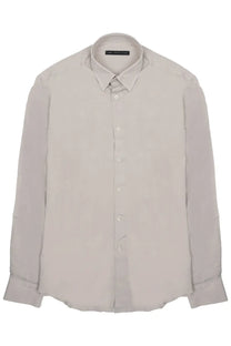 Low Brand men’s camicia in cotone beige with a sleek light gray button-down shirt and crisp collar texture