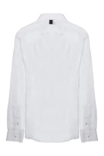 White cotton button-down shirt with classic collar and subtle texture from low brand men’s camicia in jersey di cotone white