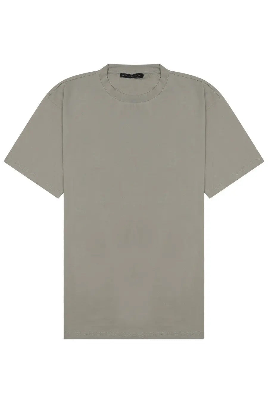 Low Brand men’s cotton shirt grey with minimalist olive green crew neck and lightweight fabric with subtle seam detailing