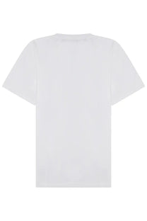 White cotton t-shirt from low brand featuring a simple crew neck and short sleeves for men