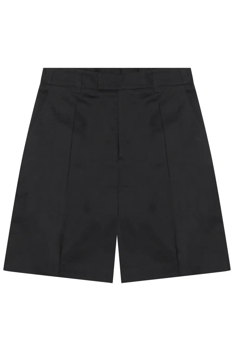 Low brand men’s cotton shorts in black featuring pleated design and a structured waistband with tailored lines