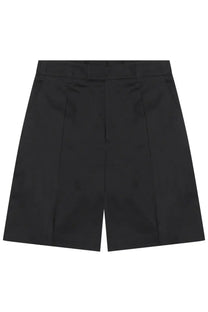 Low brand men’s cotton shorts in black featuring pleated design and a structured waistband with tailored lines