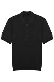Low Brand men’s polo Techno in viscosa black with short sleeves ribbed collar and matching buttons