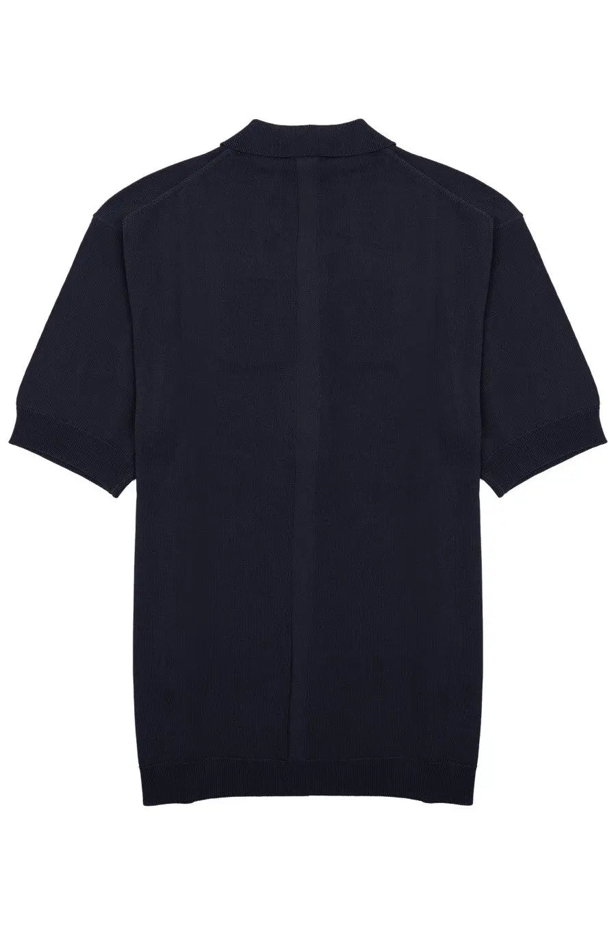 Black short-sleeved knit polo shirt with ribbed collar and cuffs by Low Brand in viscosa blue material