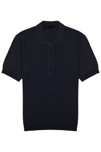 Low Brand men’s polo techno in viscosa blue featuring a black short-sleeved design with classic collar and buttons