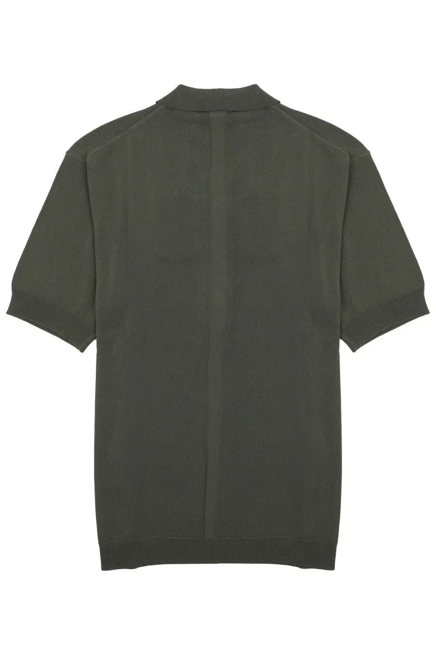 Olive green short-sleeved knit polo shirt with ribbed collar and cuffs made of viscosa by low brand