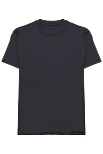 Black low brand men’s short-sleeved crew neck t-shirt in cotton with minimalist design and subtle collar tag