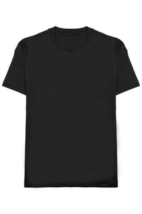 Black low brand men’s short-sleeved crew neck t-shirt in jersey cotton with minimalist design and subtle collar branding