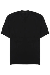 Black short-sleeved crew neck t-shirt with minimalist design made of viscose by Low Brand Mens Shirt Techno in black