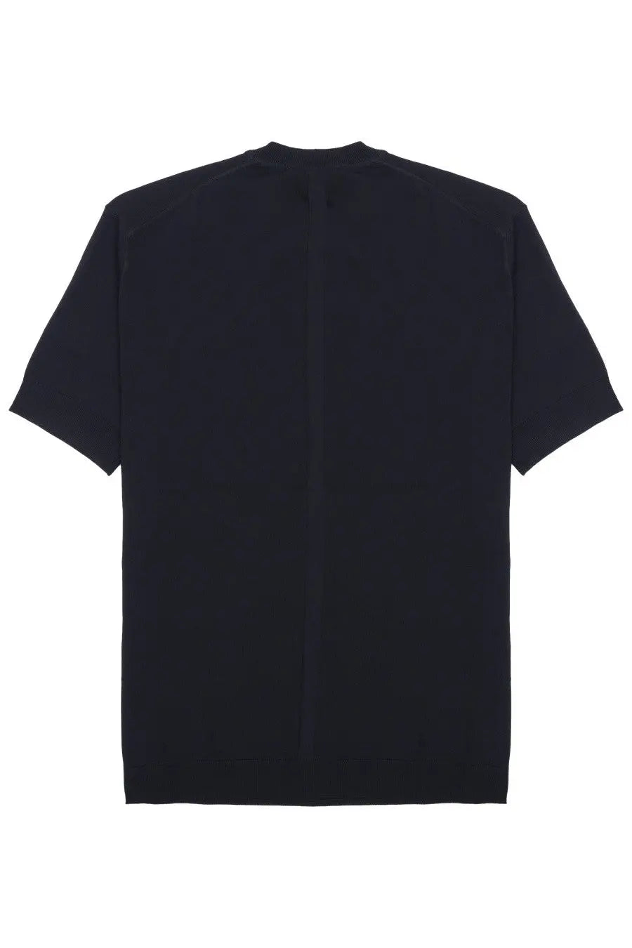 Black low brand men’s techno t shirt in viscosa blue showing back with subtle vertical center seam