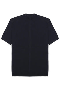 Black low brand men’s techno t shirt in viscosa blue showing back with subtle vertical center seam