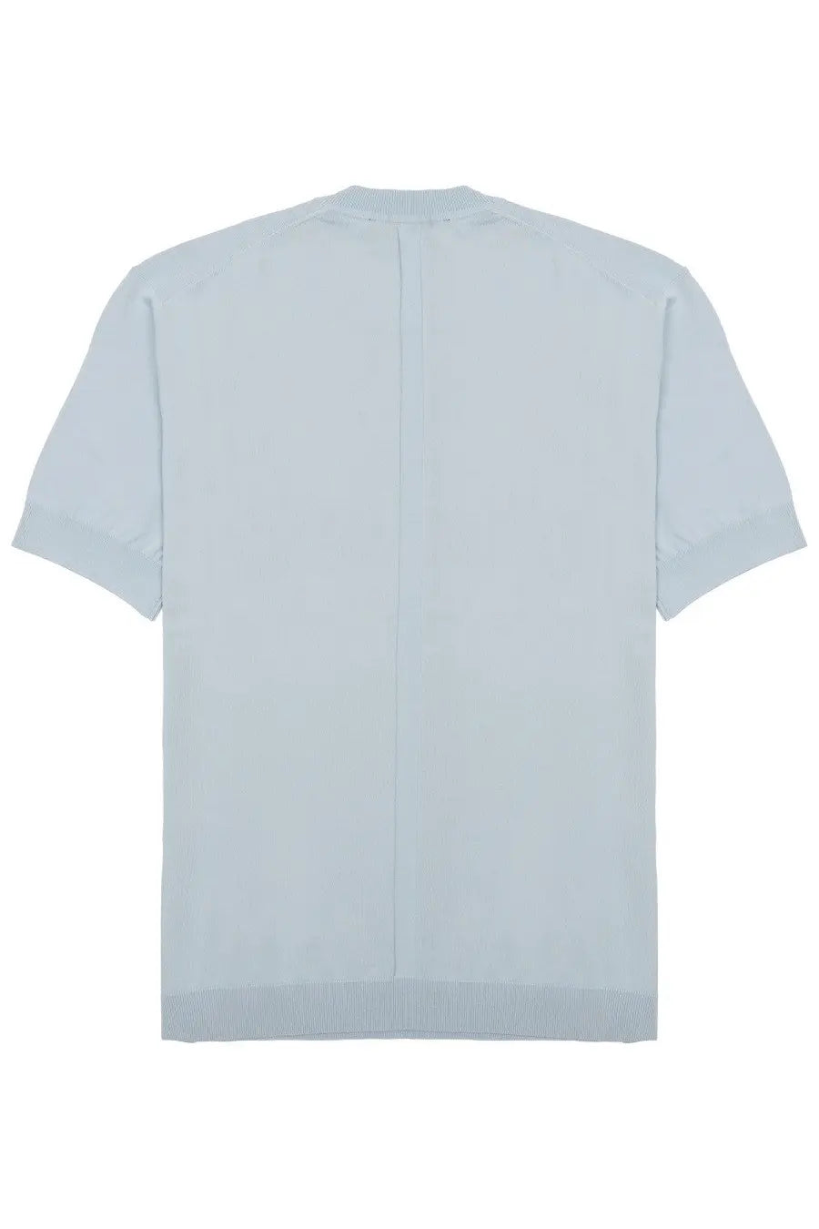 Light blue short-sleeved knit shirt with central back seam in viscosa by low brand mens techno collection