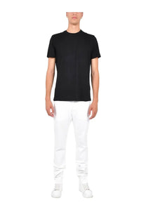 Black short-sleeved crew neck wool shirt for men by Low Brand in black color
