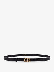 Dior Women's Lucky Montaigne Star Leather Belt Black