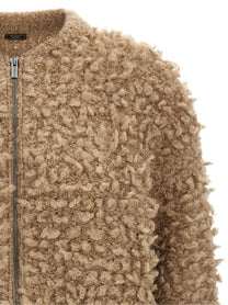 Peserico Lurex Bouclé Bomber Jacket Beige, view 3
