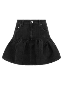Ganni Lurex Denim Skirt Black