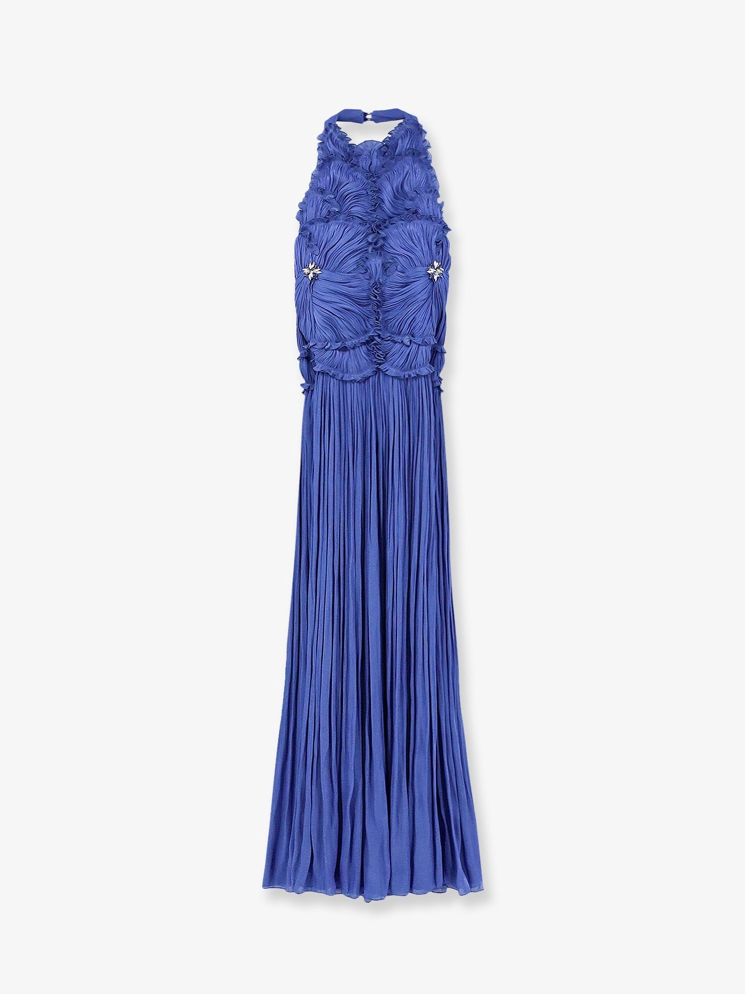 Costarellos Women's Lurex Georgette Long Dress Blue