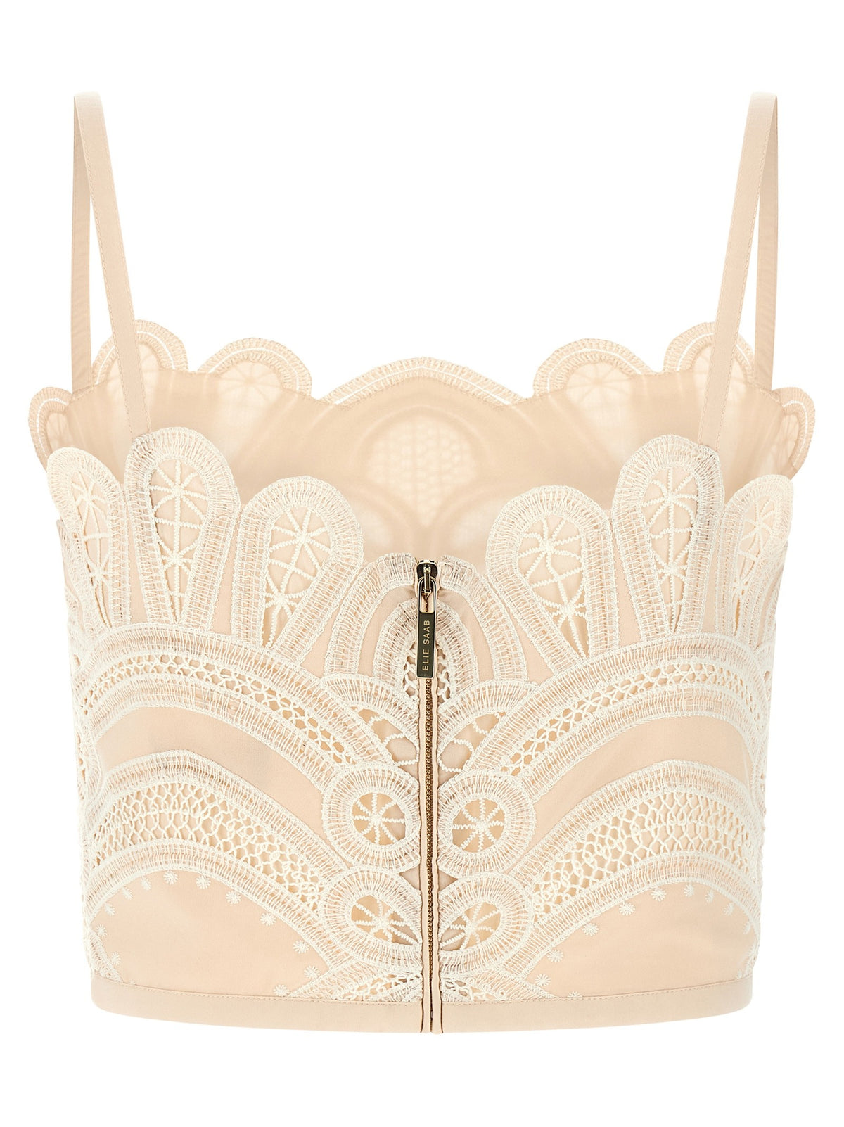 Elie Saab Macramé Bralette White