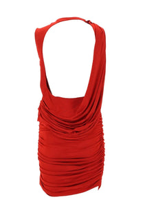 Magda Butrym women’s abito corto con drappeggio red vibrant red sleeveless dress with a draped ruched back
