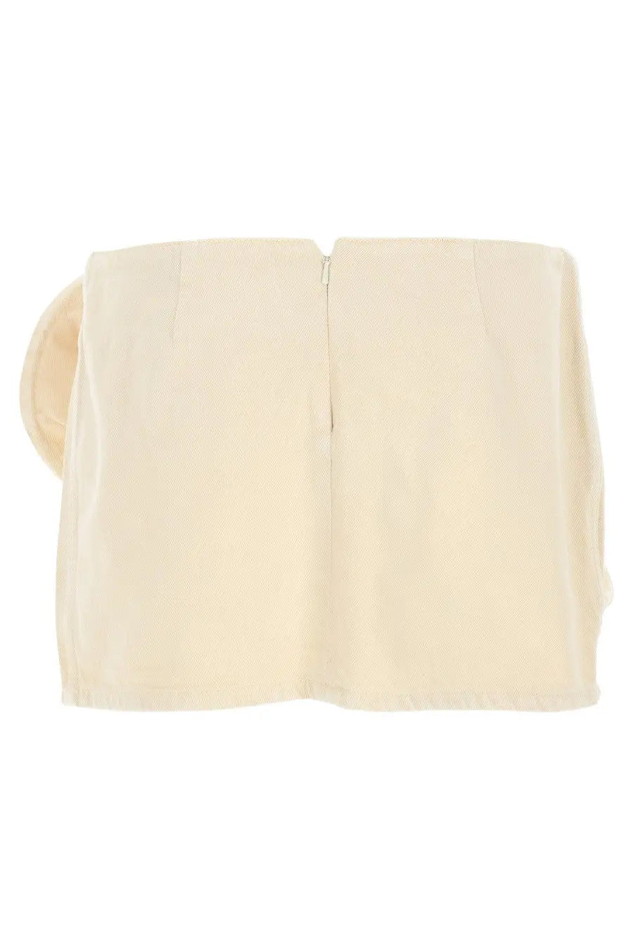 Cream-colored satin mini skirt with central zipper and pleats in magda butrym womens denim miniskirt beige style