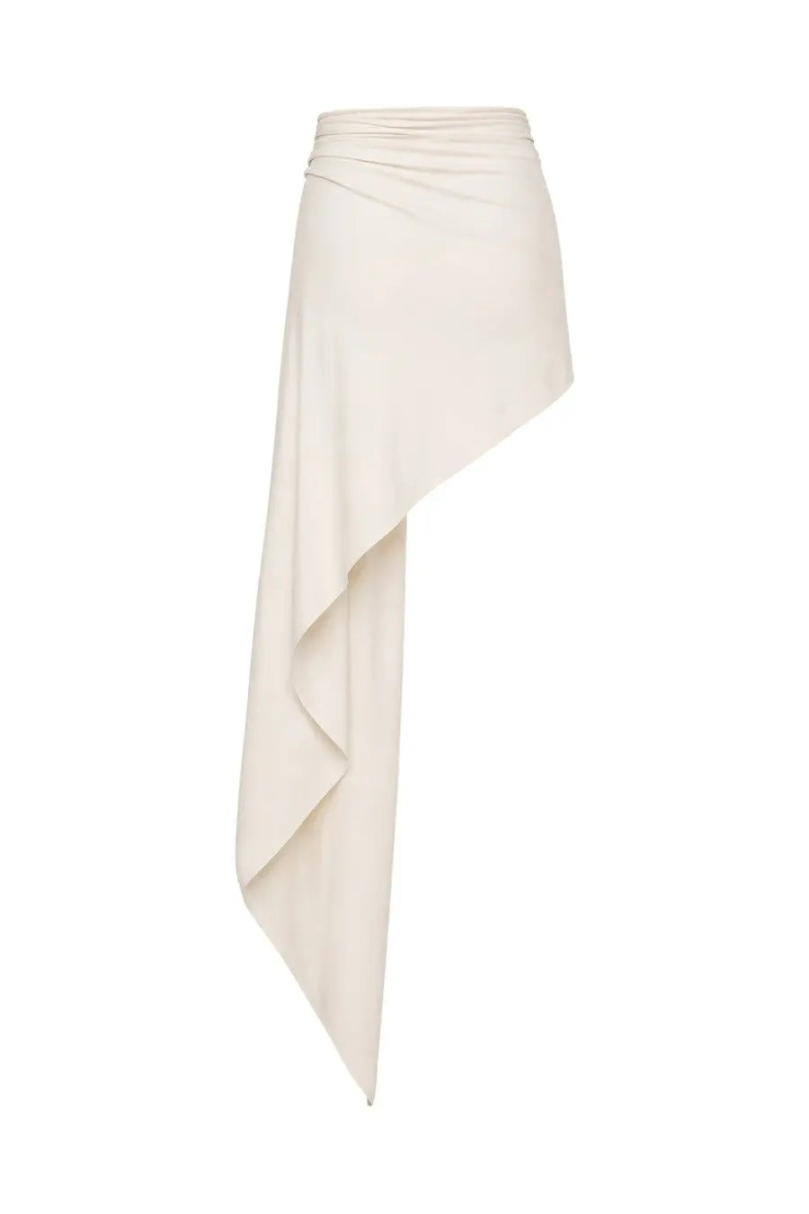 Magda butrym women’s mini skirt white cream-colored asymmetrical with draped flowing design in soft fabric