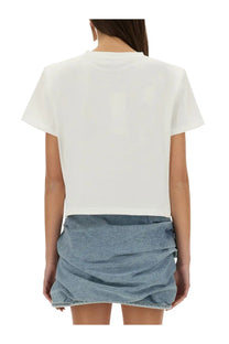 White cropped t-shirt with short sleeves and round neckline from magda butrym made of soft breathable fabric