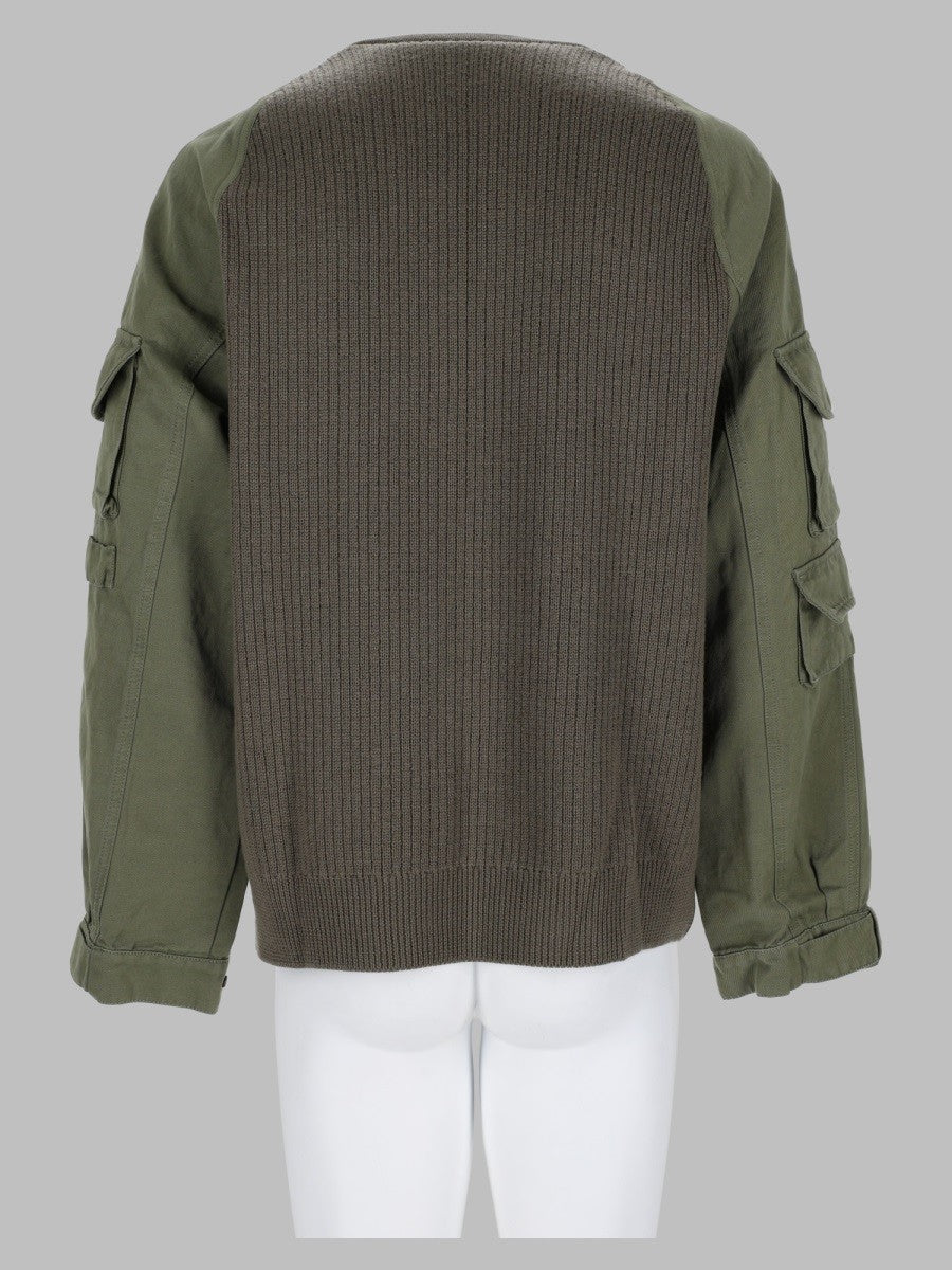 Balmain Men's Maglia Cargo in Lana Con Inserti in Cotone Green