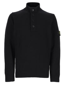 Stone Island Men's Maglia Con Bottoni Patch Black