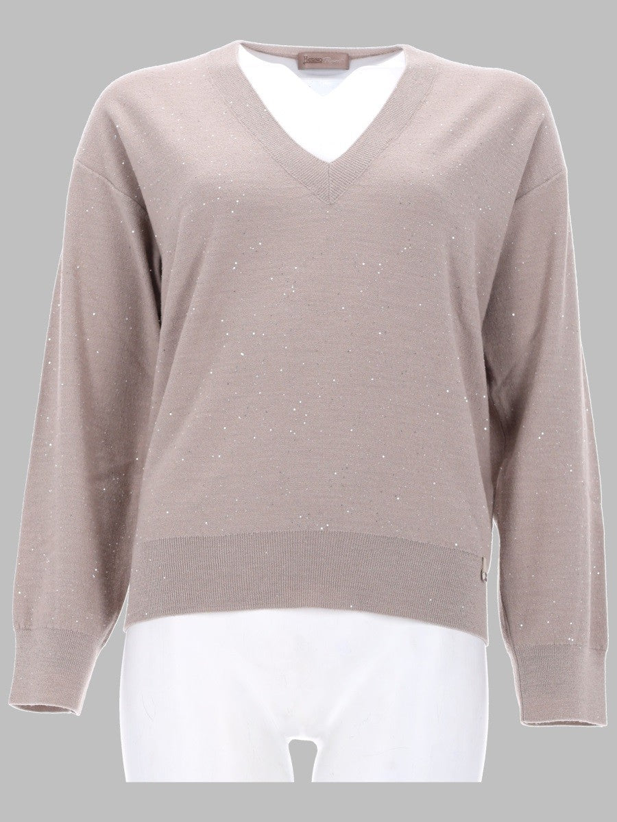 Herno Women's Maglia Con Scollo Beige