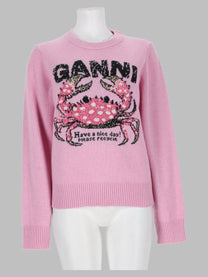 Ganni Women's Maglia Crab Blue